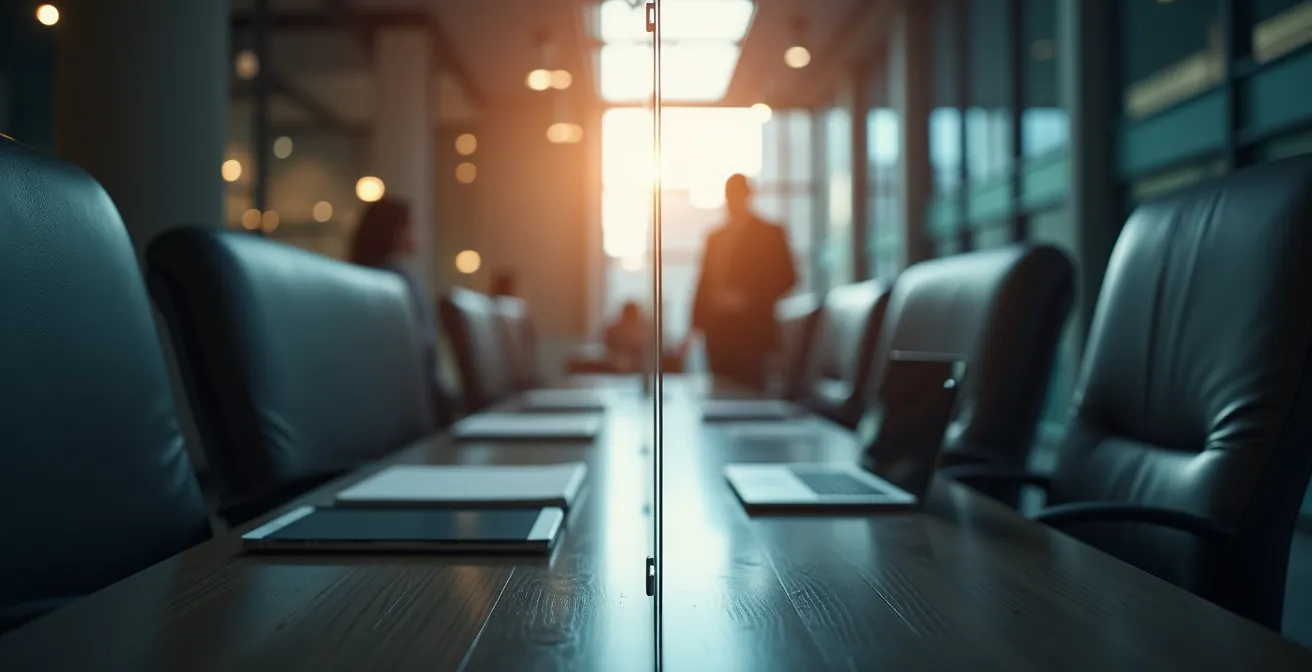 Visualisierung des Schutzes vor abstrakter Verweisung für Unternehmer, der eine hochwertige berufliche Identität vor einer einfachen Tätigkeit schützt.