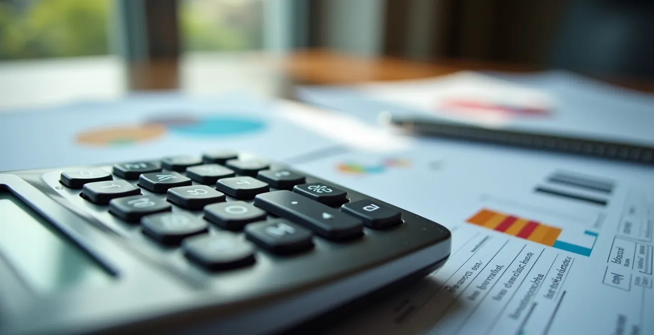 Detaillierte Finanzplanung und BWA-Analyse für Betriebsunterbrechungsversicherung auf Schreibtisch